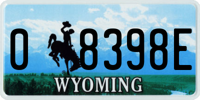 WY license plate 08398E