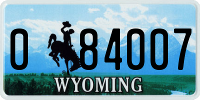 WY license plate 084007
