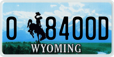WY license plate 08400D