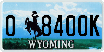 WY license plate 08400K