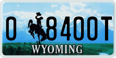 WY license plate 08400T
