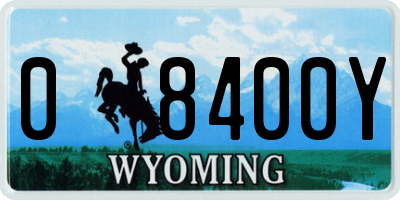 WY license plate 08400Y