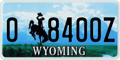 WY license plate 08400Z