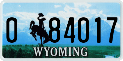 WY license plate 084017