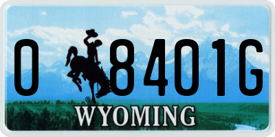 WY license plate 08401G