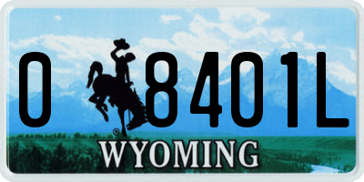 WY license plate 08401L