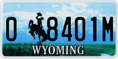 WY license plate 08401M