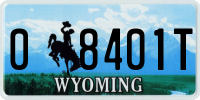 WY license plate 08401T
