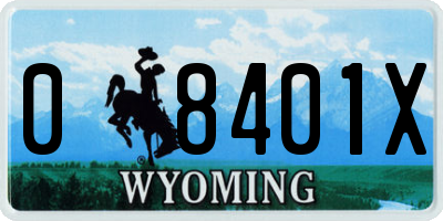 WY license plate 08401X