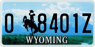 WY license plate 08401Z
