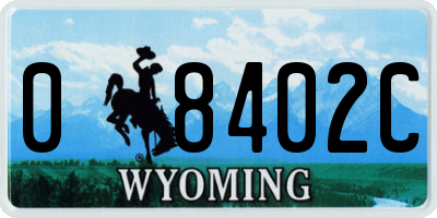 WY license plate 08402C