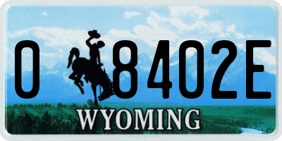 WY license plate 08402E