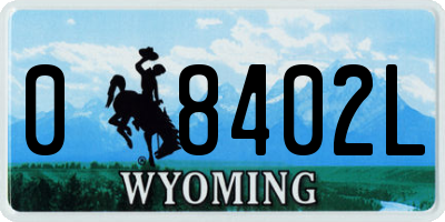 WY license plate 08402L