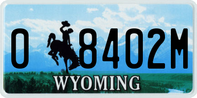 WY license plate 08402M