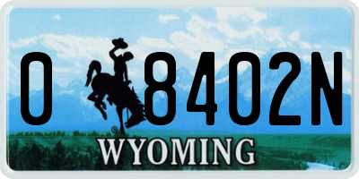 WY license plate 08402N