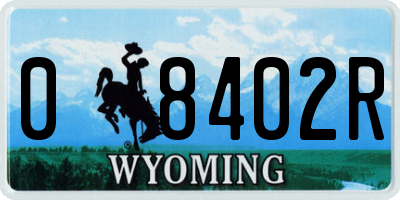 WY license plate 08402R
