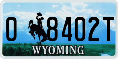 WY license plate 08402T