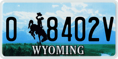 WY license plate 08402V