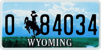 WY license plate 084034