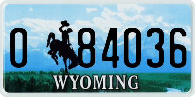 WY license plate 084036