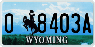 WY license plate 08403A