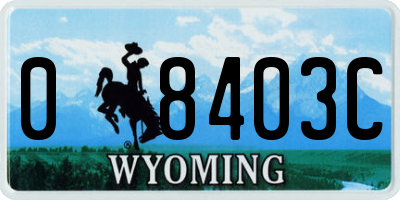 WY license plate 08403C