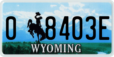 WY license plate 08403E