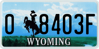 WY license plate 08403F