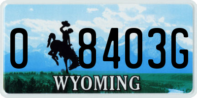 WY license plate 08403G