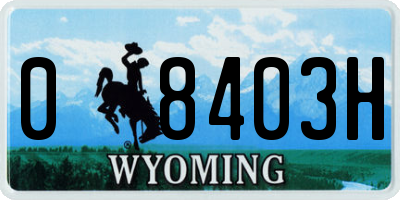 WY license plate 08403H