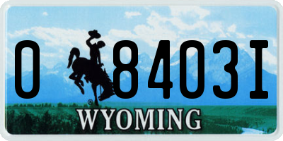 WY license plate 08403I
