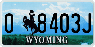 WY license plate 08403J