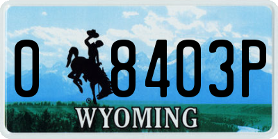 WY license plate 08403P