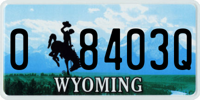 WY license plate 08403Q