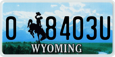 WY license plate 08403U