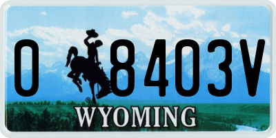 WY license plate 08403V