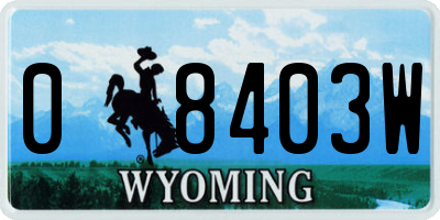 WY license plate 08403W
