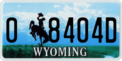 WY license plate 08404D