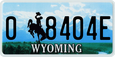 WY license plate 08404E