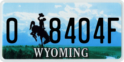 WY license plate 08404F