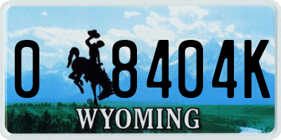 WY license plate 08404K