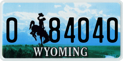 WY license plate 08404O