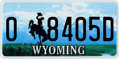 WY license plate 08405D