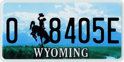 WY license plate 08405E