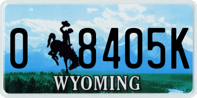 WY license plate 08405K