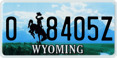 WY license plate 08405Z