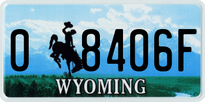 WY license plate 08406F