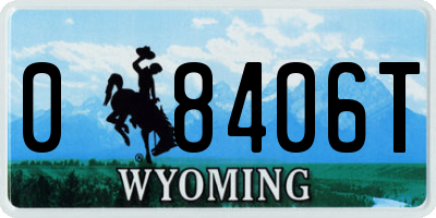 WY license plate 08406T