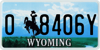 WY license plate 08406Y