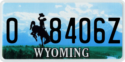 WY license plate 08406Z